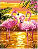 *  Канва-страмин Royal Paris с рисунком "Flamants Roses" 30*22см, MEZ Венгрия, 9880131-00187
