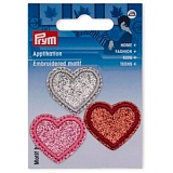 Термоаппликации "Сердечки" 32*28мм, 100% полиэстер, разноцветный, 3шт в упаковке, Prym, 923238