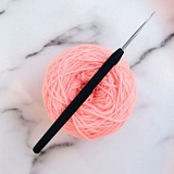 Крючок для вязания с ручкой &quot;Steel&quot; 1мм/14,5см, сталь, серебристый/черный, KnitPro, 30863