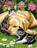 *  Канва-страмин Royal Paris с рисунком "Les Trois Copains" 47,5*37см, MEZ Венгрия, 9880142-00544