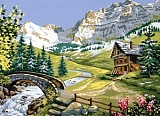 Канва-страмин Royal Paris с рисунком "Le Torrent" 37*47,5см, MEZ Венгрия, 9880142-00357