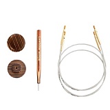 Тросик для съемных спиц Lantern Moon, длина 35(60)см-2шт, заглушки 2шт, ключик, KnitPro, 350612