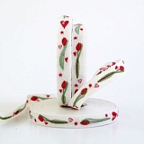 Тесьма декоративная "Красные тюльпаны и сердечки", ширина 10мм, Acufactum Ute Menze,