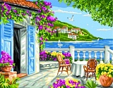 *  Канва-страмин Royal Paris с рисунком "Jardin Cotier" 37*47,5см, MEZ Венгрия, 9880132-00211
